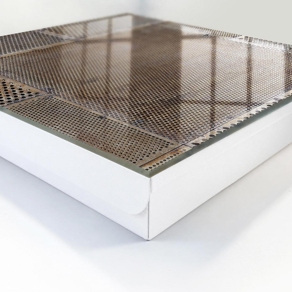SCHLÜSSELBOX Weiß 30x30 cm – Türöffnung nach rechts - Industriemuster - Braun, Metall (30/30/5cm) - TULUP