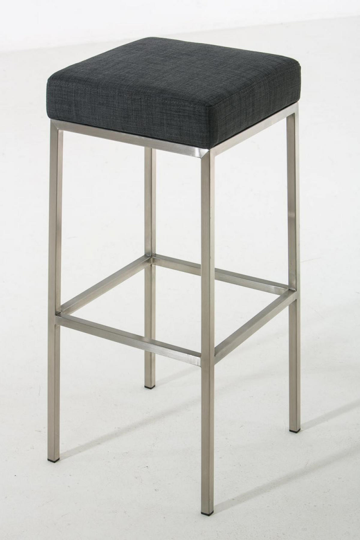 BARHOCKER Stoff dunkelgrau - Edelstahlfarben/Dunkelgrau, Textil/Metall (37/85/37cm) - CLP