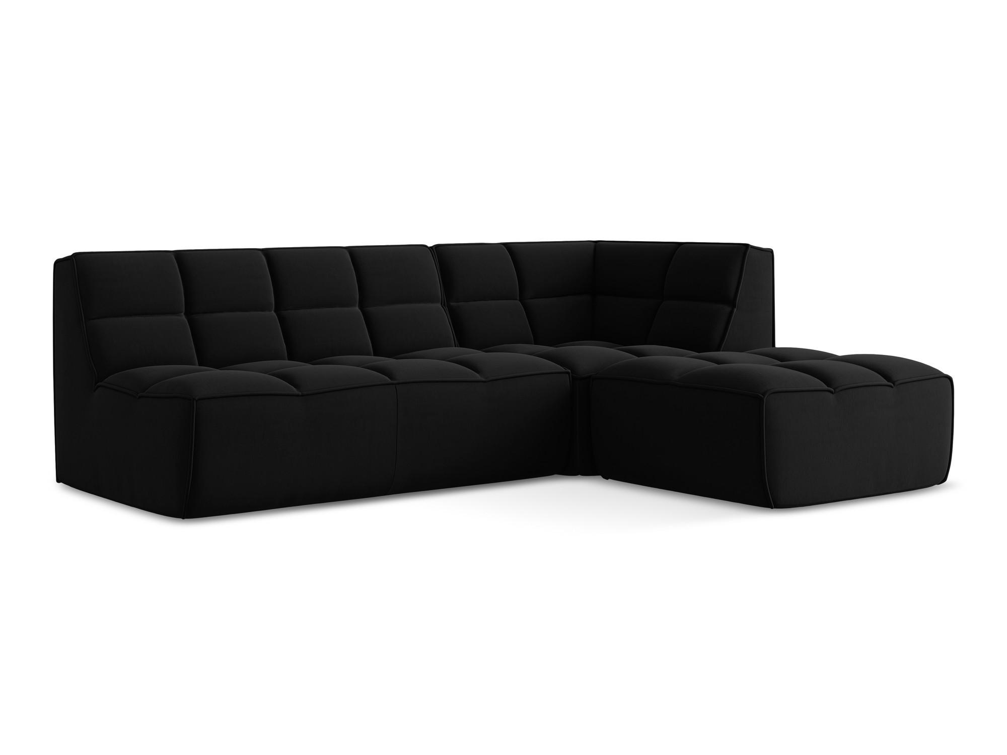 ECKSOFA Beidseitig Samt Stoff Schwarz - Schwarz, Kunststoff/Textil (258/178cm) - Makamii