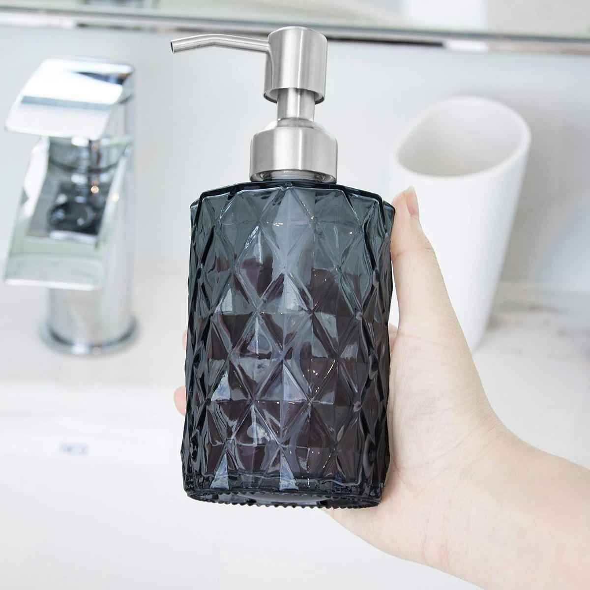 SEIFENSPENDER Glas Dunkelgrau 340ml - Anthrazit, Glas (8/8/18cm)