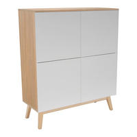 HIGBOARD HOME/ Aufbewahrungsmöbel mit 4 Türen - Weiß und Eiche gebleicht dekor - Multicolor, Holzwerkstoff (100/120/42cm) - Weber Industries