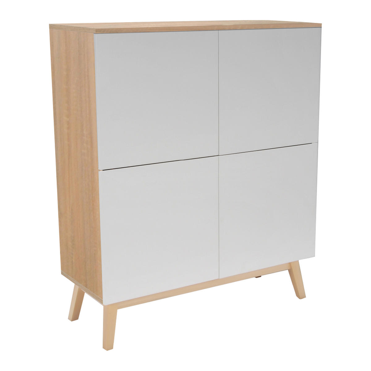 HIGBOARD HOME/ Aufbewahrungsmöbel mit 4 Türen - Weiß und Eiche gebleicht dekor - Multicolor, Holzwerkstoff (100/120/42cm) - Weber Industries