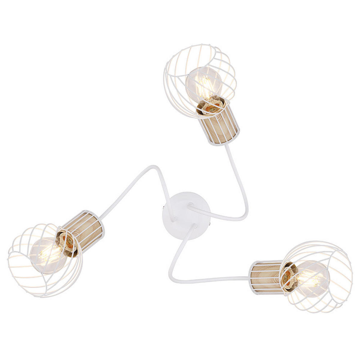 LED DECKENLEUCHTE Gitteroptik Weiß - Weiß, Holz (60/60/24cm) - Globo Lighting