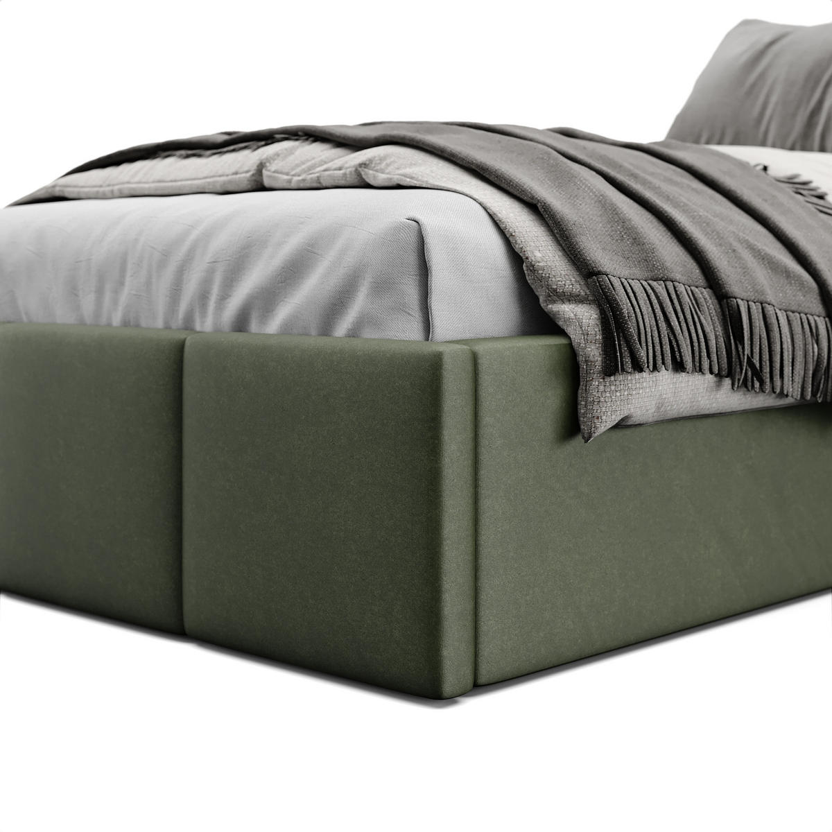 POLSTERBETT für Schlafzimmer Bett mit Stauraum Khaki 90x200cm - Olivgrün, Holzwerkstoff/Textil (90/200cm) - Muralo