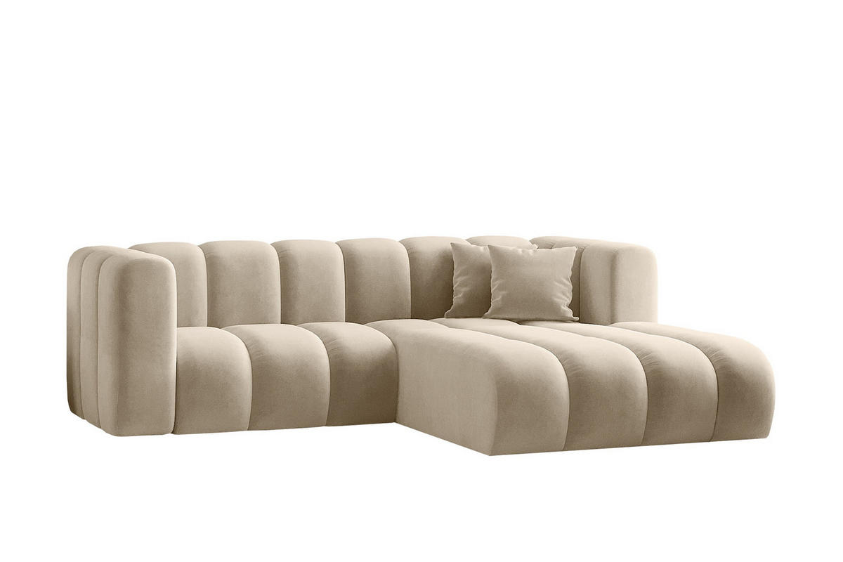ECKSOFA L-from, Sofa Grand modular stoff Salvador Beige Rechts - Beige, Holz (227/179cm) - Kaiser Möbel