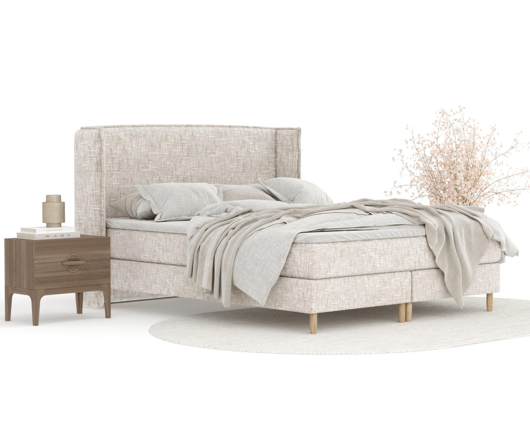 KONTINENTALBETT Ardis Creme 140/200 cm mit Matratze und Topper - Creme/Naturfarben, Holz/Holzwerkstoff (140/200cm) - Maison de Reve