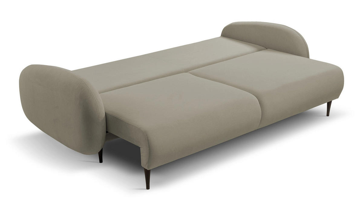 SCHLAFSOFA Bafra Beige Velours - Beige/Schwarz, Holz/Textil (232/92/102cm) - Selsey