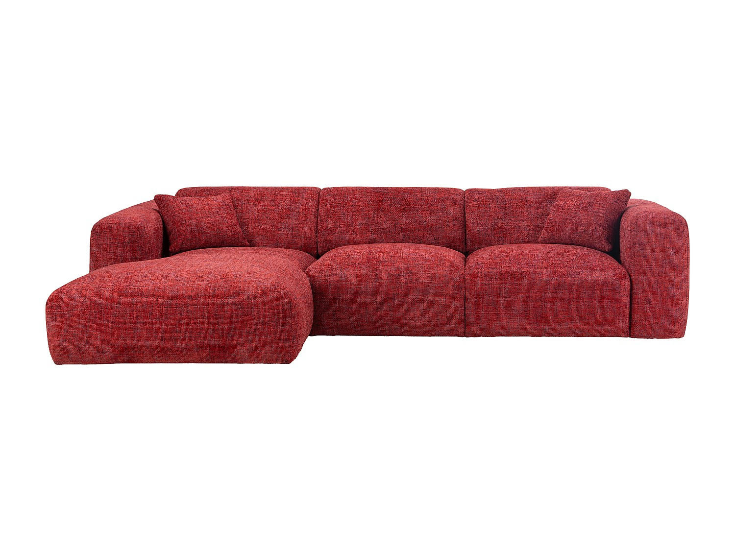 SOFA ohne Schlafmöglichkeit - 5 Personen - Stoff, Stoff - Rot - - Rot, Textil (280/165cm) - Vente-Unique