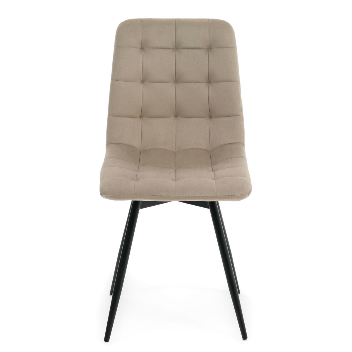 STUHL ARCO drehbar gepolstert mit Steppung - dunkelbeige - Samt Velours - Schwarz/Braun, Textil/Metall (46/90/51cm) - NEW HOME