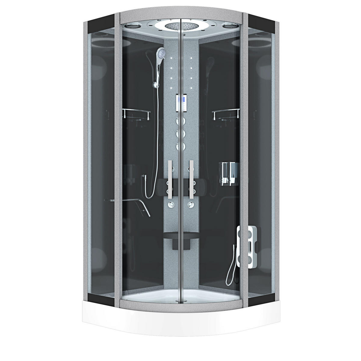 FERTIGDUSCHE Dusche D58-23T1 Schwarz 100x100 - Schwarz, Glas/Kunststoff (100/100/215cm) - AcquaVapore by Sandra Jentho