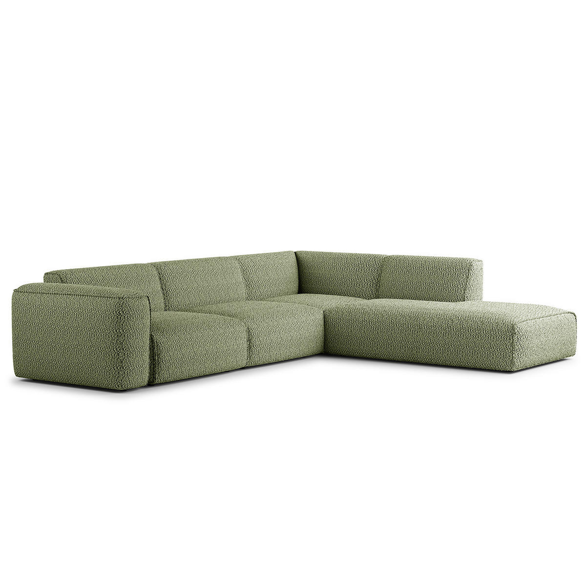3-SITZER ECKSOFA mit Recamiere - Schwarz/Grün, Kunststoff/Textil (295/231cm) - home24