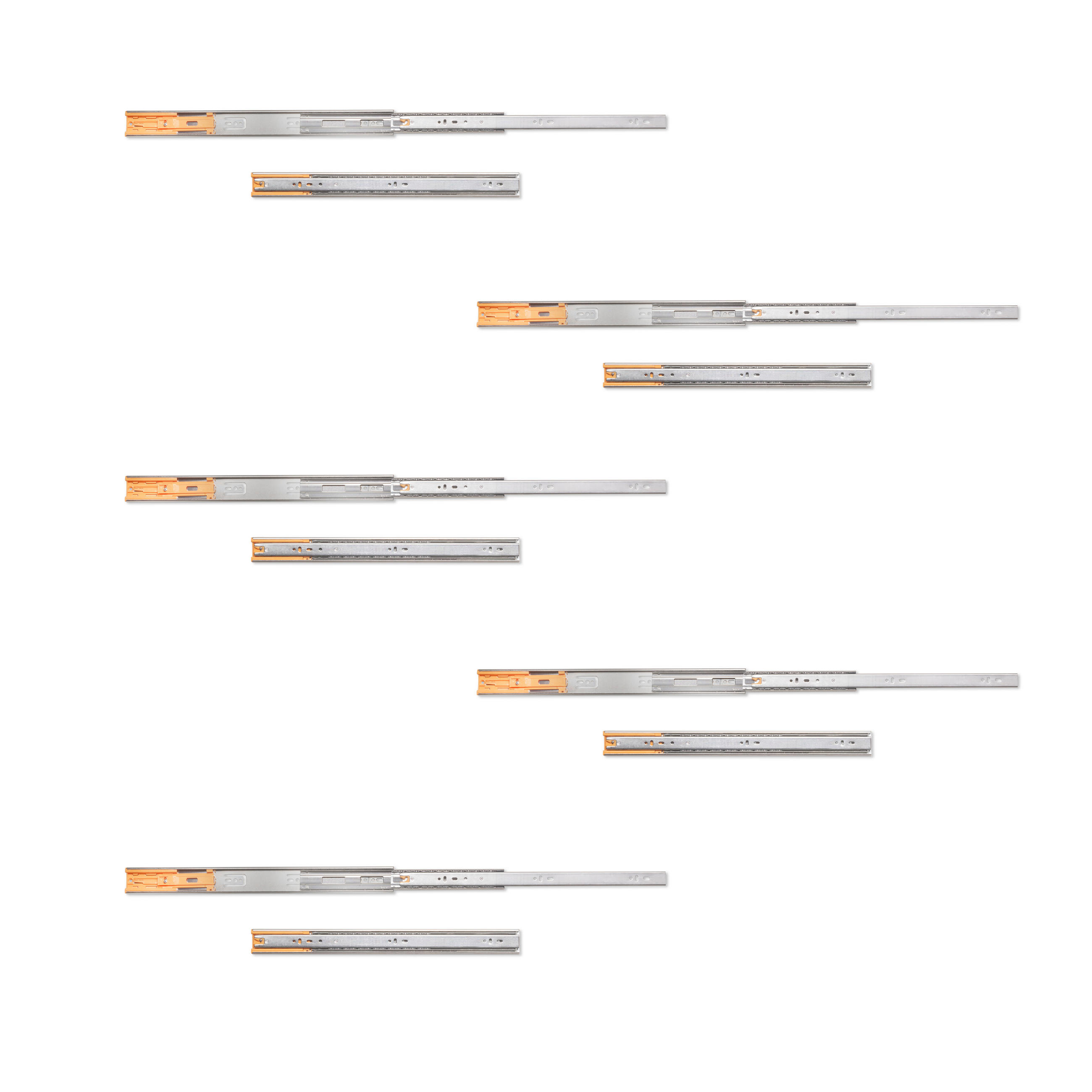 KUGELFÜHRUNGEN Höhe 45mm, Tiefe 450mm, Vollauszug, mit Schließautomatik, Verzinkt 5er-set - Zinkfarben, Metall (1.27/5/45cm) - EMUCA