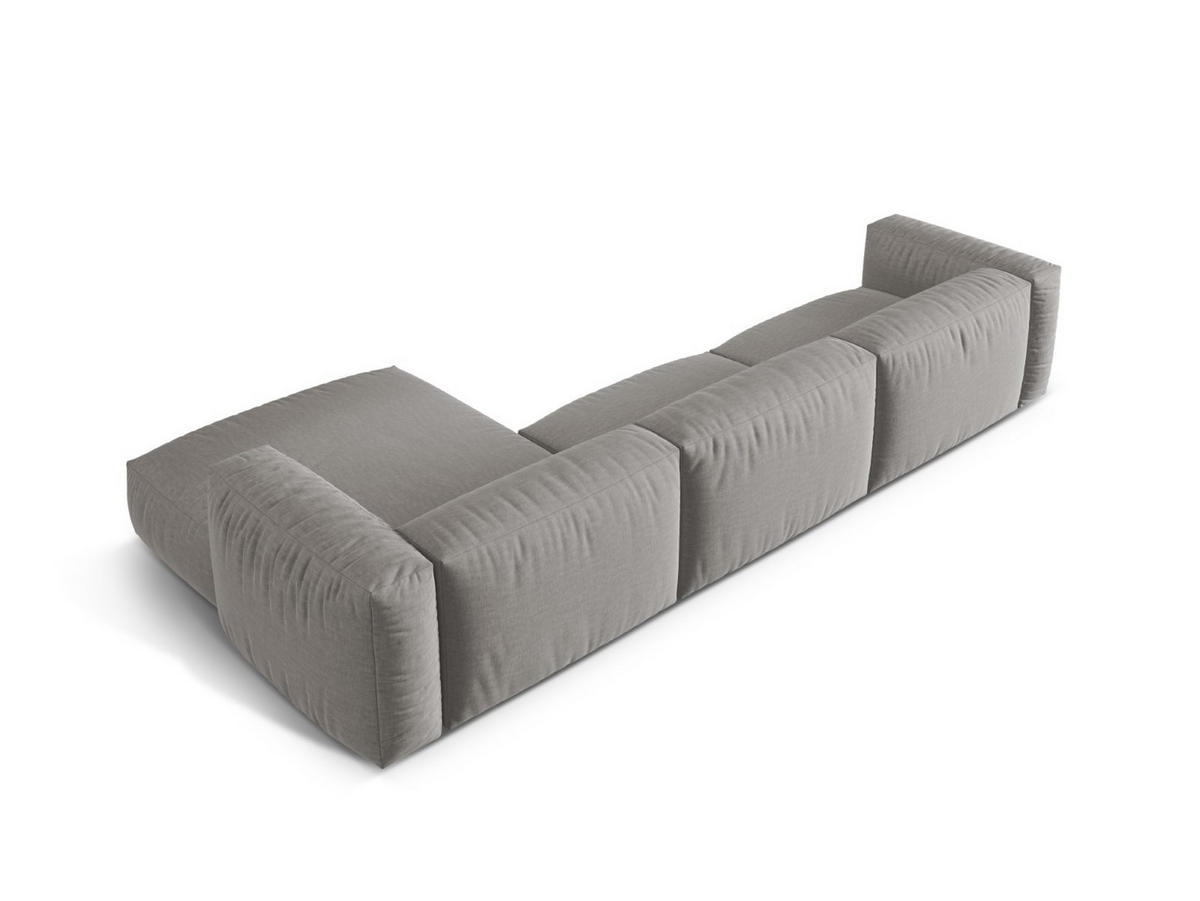 ECKSOFA modular rechts Martina aus strukturiertem Stoff hellgrau 3 Sitzplätze - Hellgrau, Textil (176/332cm) - Micadoni