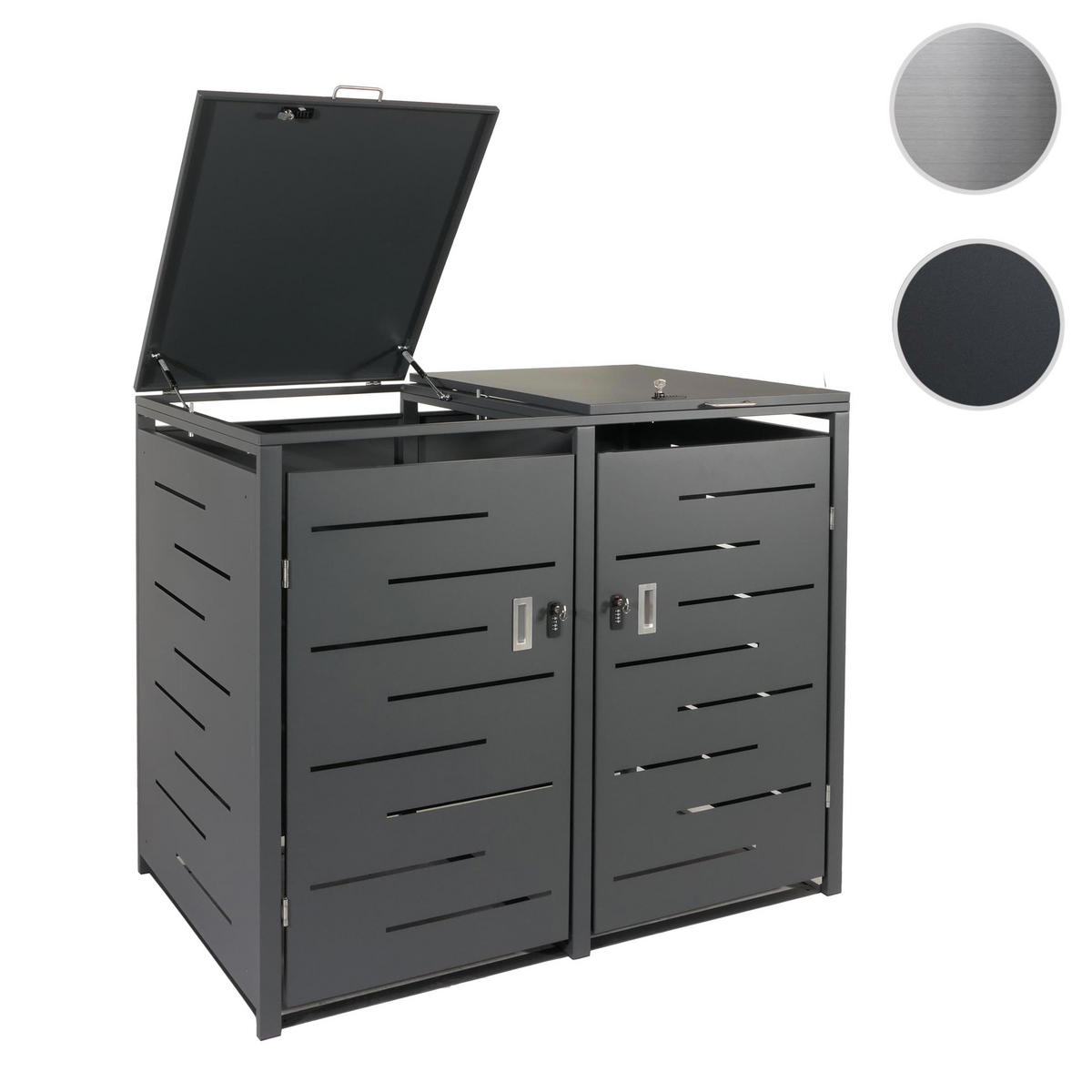 MÜLLTONNENBOX XL 2er 116x141x98cm erweiterbar Anthrazit - Anthrazit, Metall (141/116/98cm) - PROREGAL