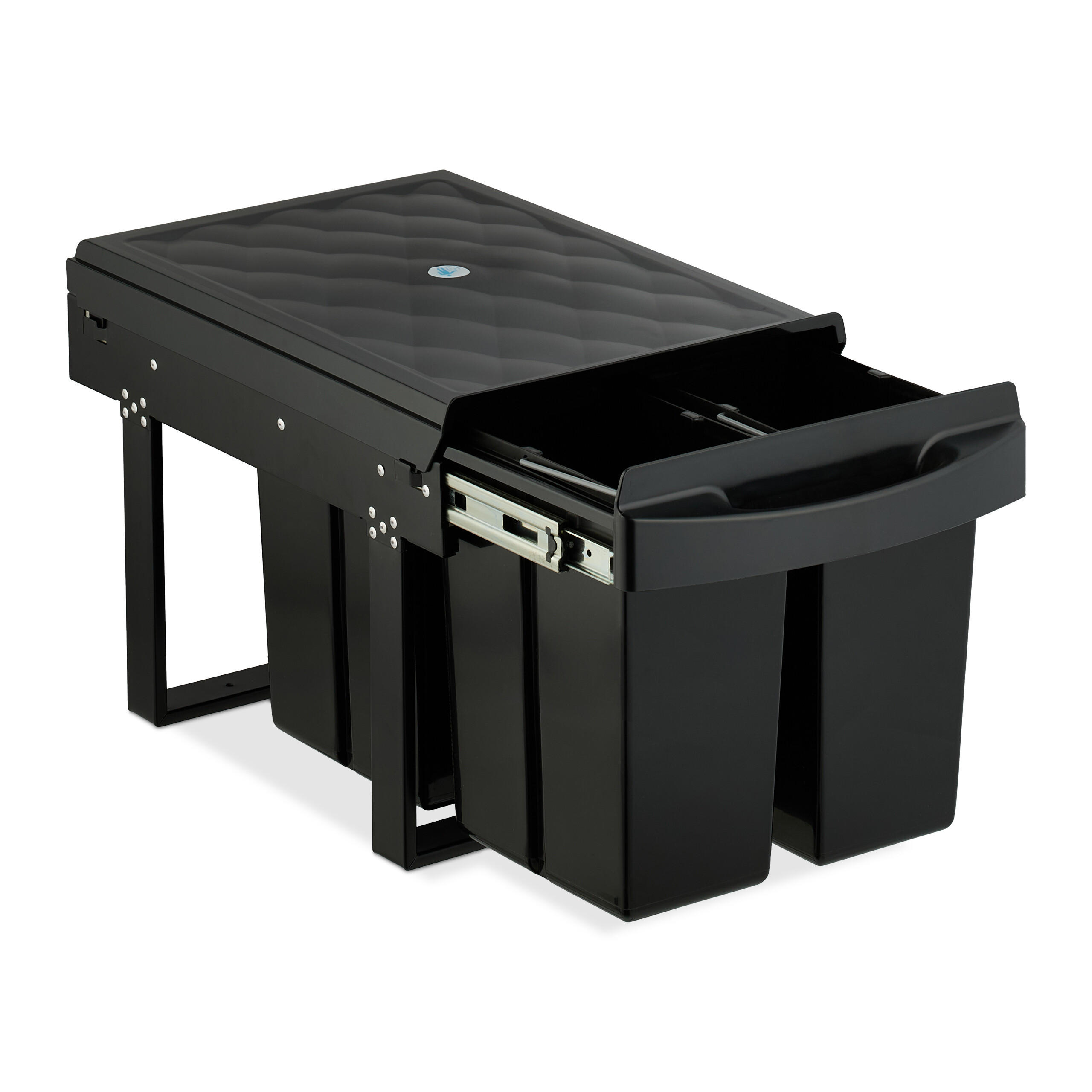 EINBAUMÜLLEIMER - Schwarz, Kunststoff/Metall (34/34.6/51.8cm) - Relaxdays