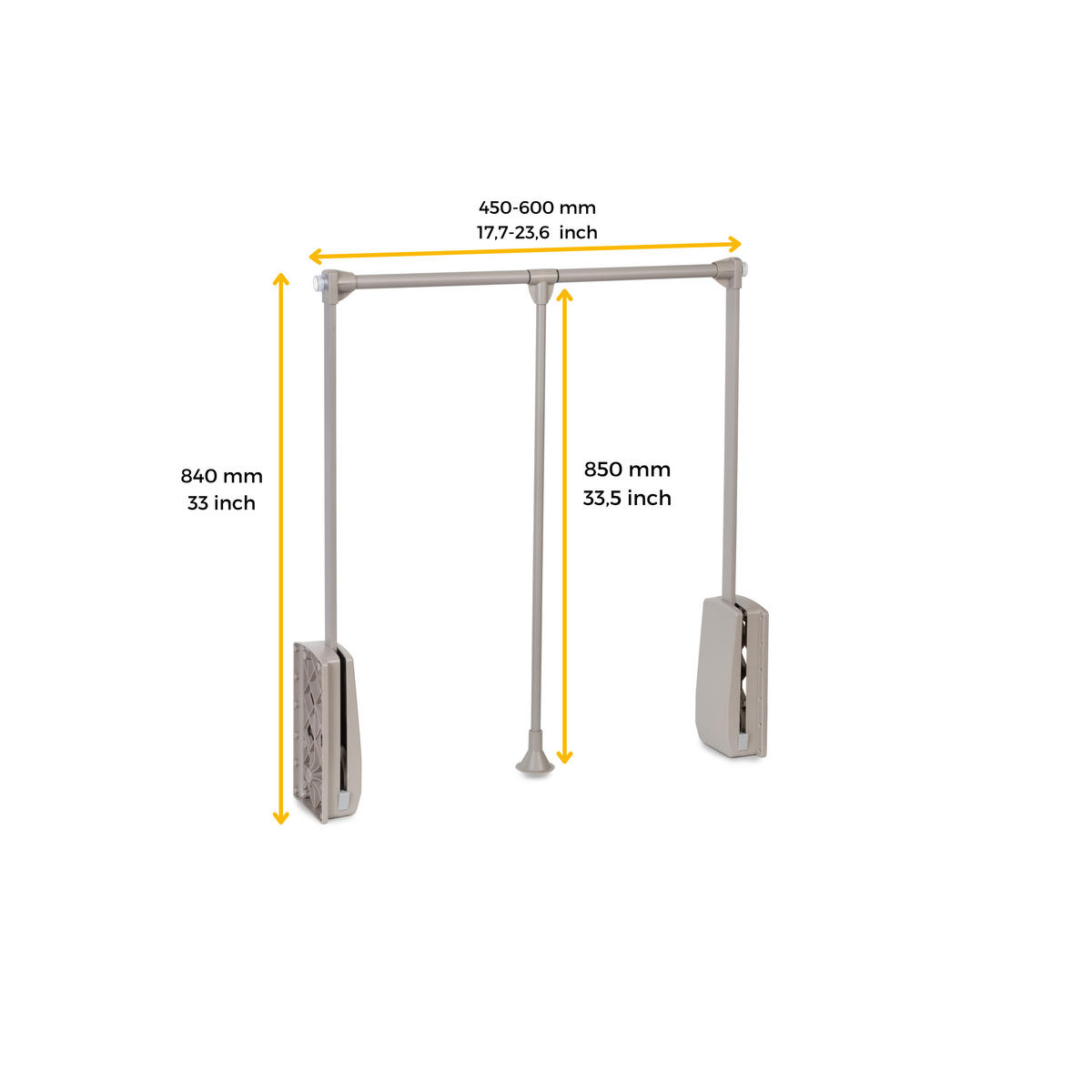 KLEIDERLIFT für Garderoben Hang, 450 - 600, Bemalte Steinfarbe, Stahl und Kunststoff - Grau, Metall (60/85/75cm) - EMUCA