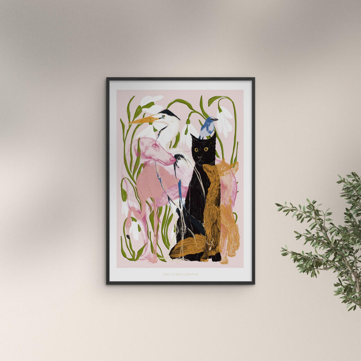 POSTER mit Rahmen Jenny Liz Rome - Collage of Animals - Multicolor/Schwarz, Holz/Papier (30/40cm) - Poster&Frame