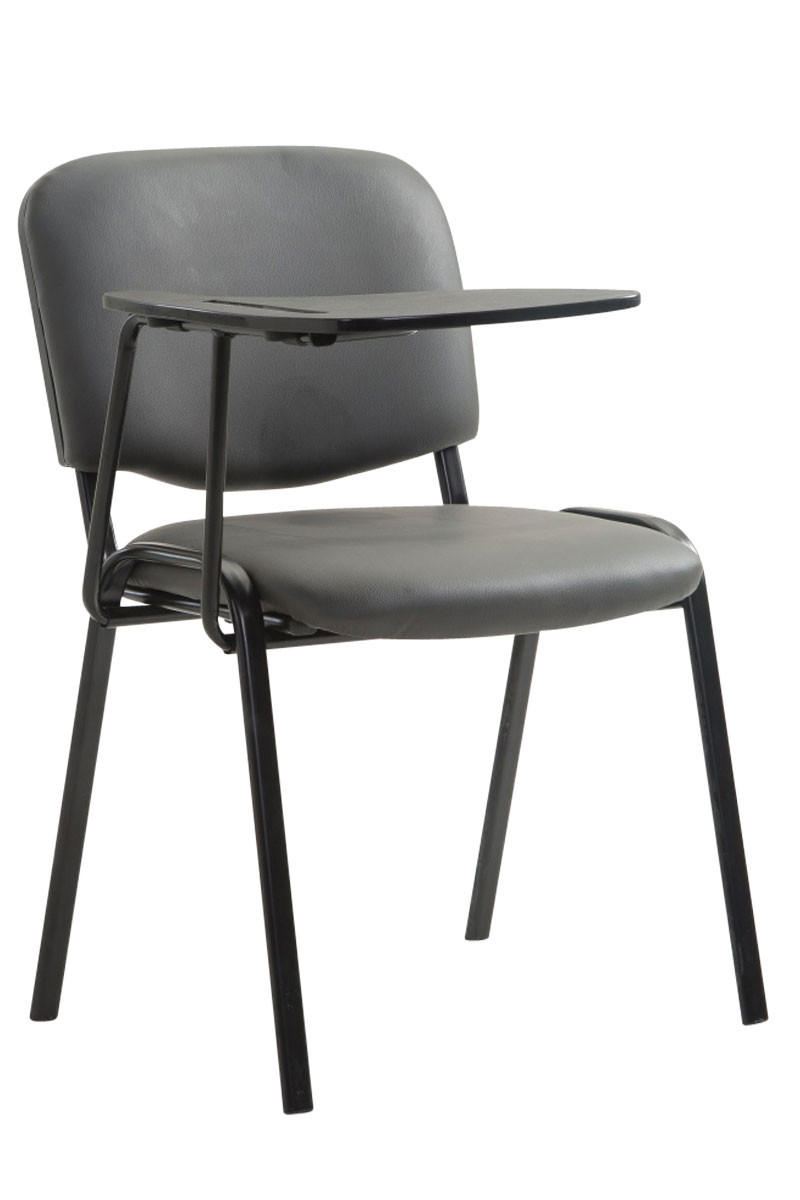 BESUCHERSTUHL Keen mit Klapptisch, Kunstleder mit Gestell Schwarz / Bezug Grau - Schwarz/Grau, Textil/Metall (53/81/53cm) - TPFLiving