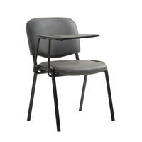 BESUCHERSTUHL Keen mit Klapptisch, Kunstleder mit Gestell Schwarz / Bezug Grau - Schwarz/Grau, Textil/Metall (53/81/53cm) - TPFLiving