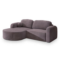 ECKSOFA AMILIA M L-S Lila Velours-Stoff mit Schlaffunktion - Lila, Holz (263/174cm) - MASSENO