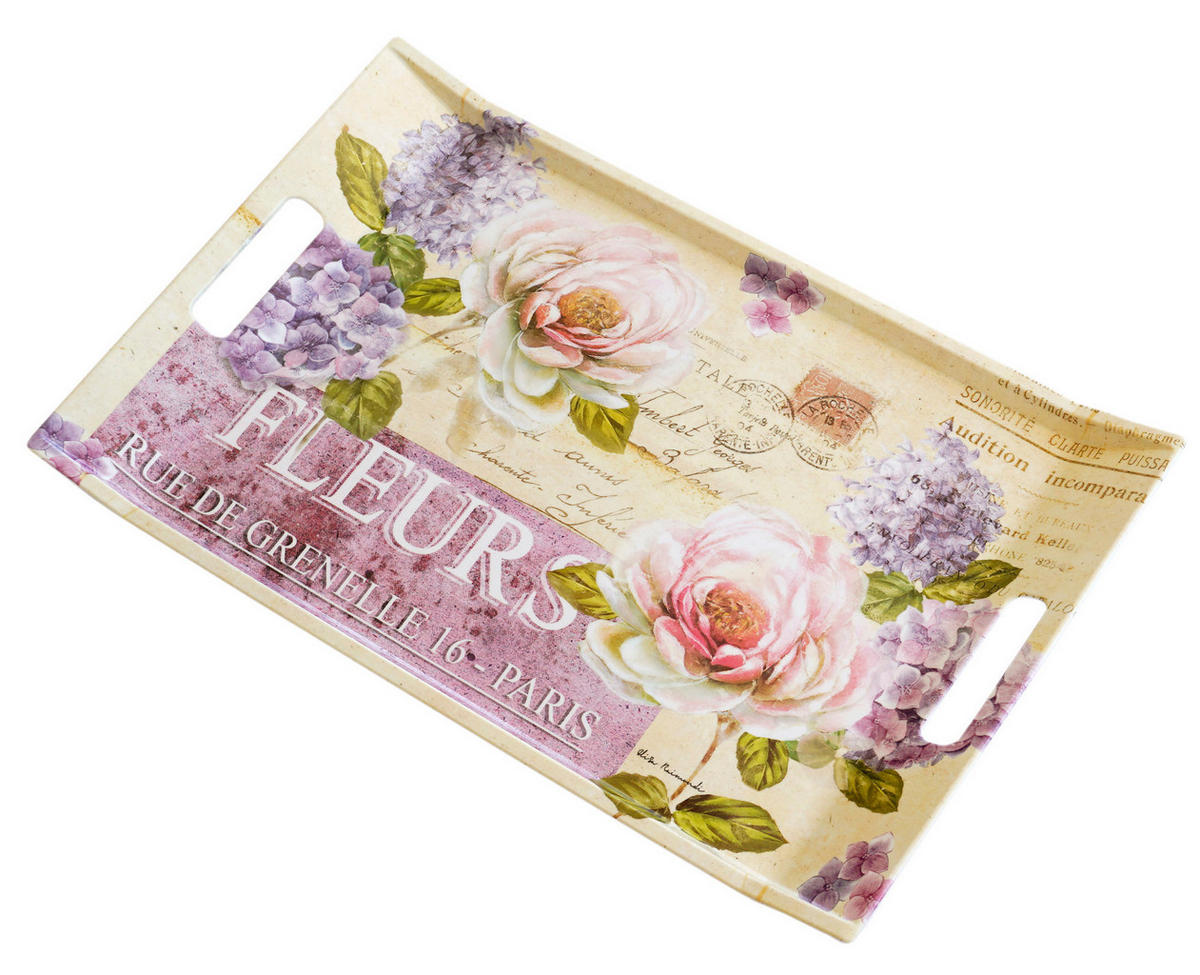 TABLETT Edelrose, rechteckige Serviertablett mit Griff 47x31 cm - Rosa, Kunststoff (31/3/47cm) - Lashuma