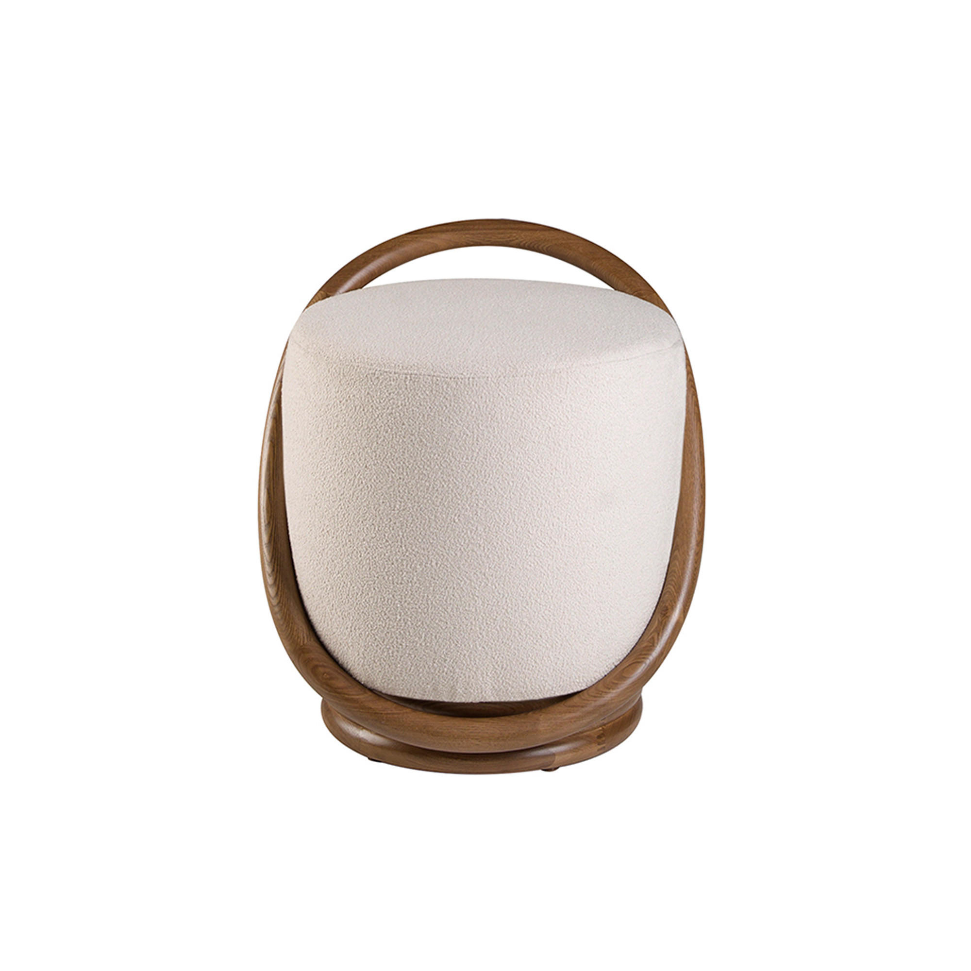 SITZPOUF Weiß Walnuss 52/47/54 cm - Walnussfarben/Weiß, Textil (52/54/47cm) - ANGEL CERDA