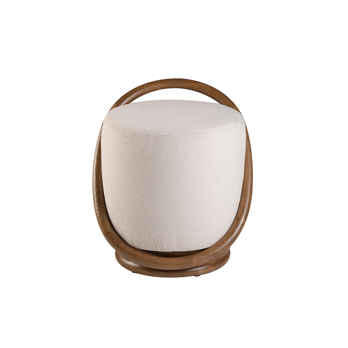 SITZPOUF Weiß Walnuss 52/47/54 cm - Walnussfarben/Weiß, Textil (52/54/47cm) - ANGEL CERDA