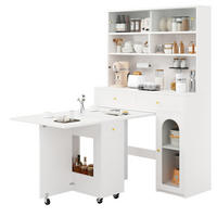 BUFFET-SET 120/45/180 cm weiß aus MDF mit klappbarem Esstisch - Weiß, Holzwerkstoff (120/180/45cm) - OKWISH