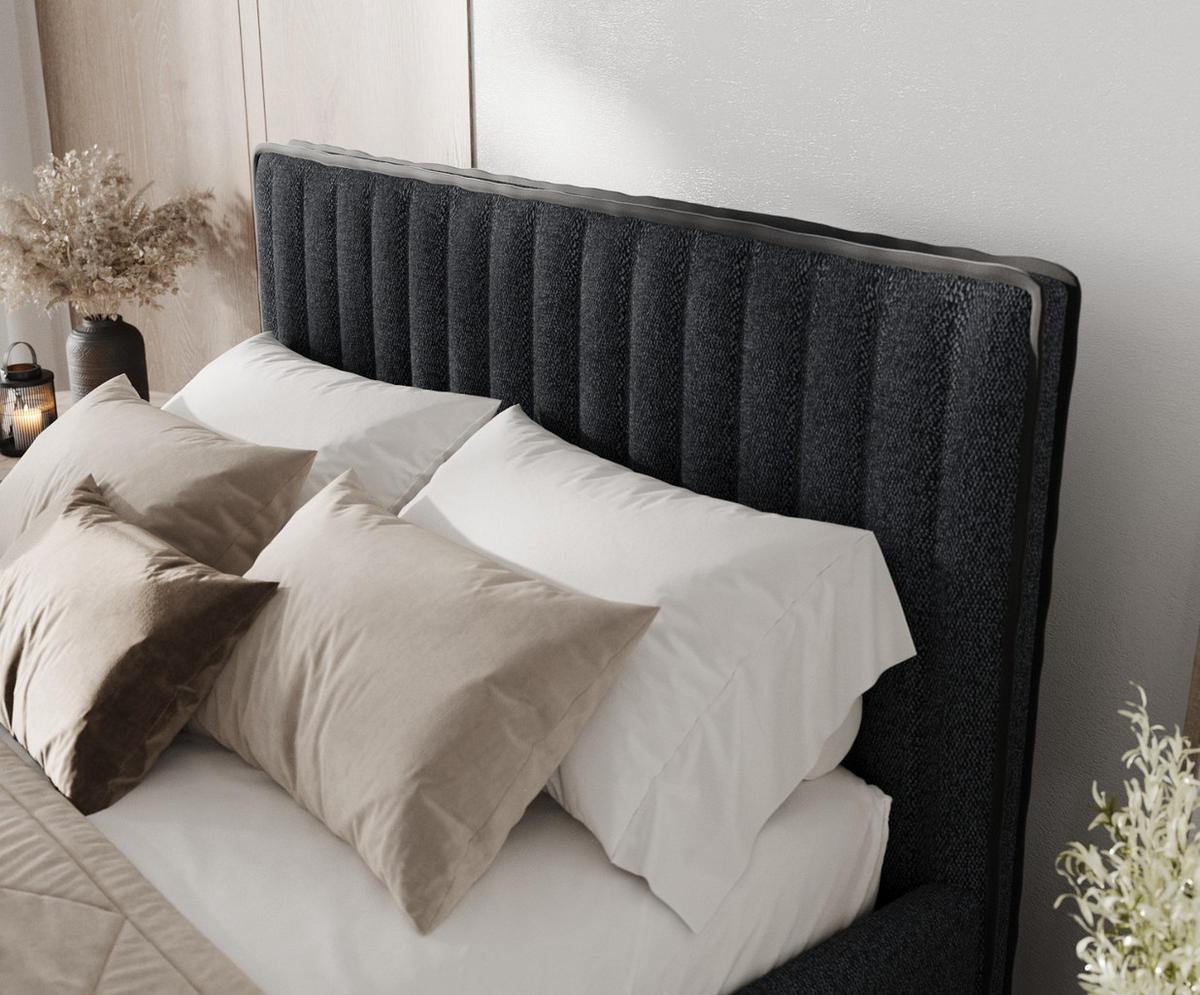 POLSTERBETT Aria 180/200 cm Anthrazit im Riva Stoff - Anthrazit/Naturfarben, Holz/Holzwerkstoff (180/200cm) - AltaBeds