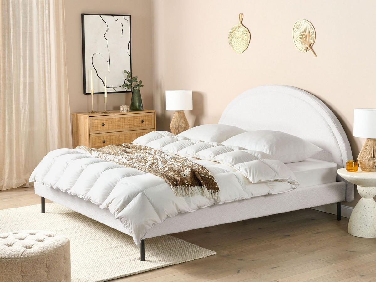 POLSTERBETT 180/200 cm Weiß Margut - Weiß, Textil (180/200cm) - Beliani