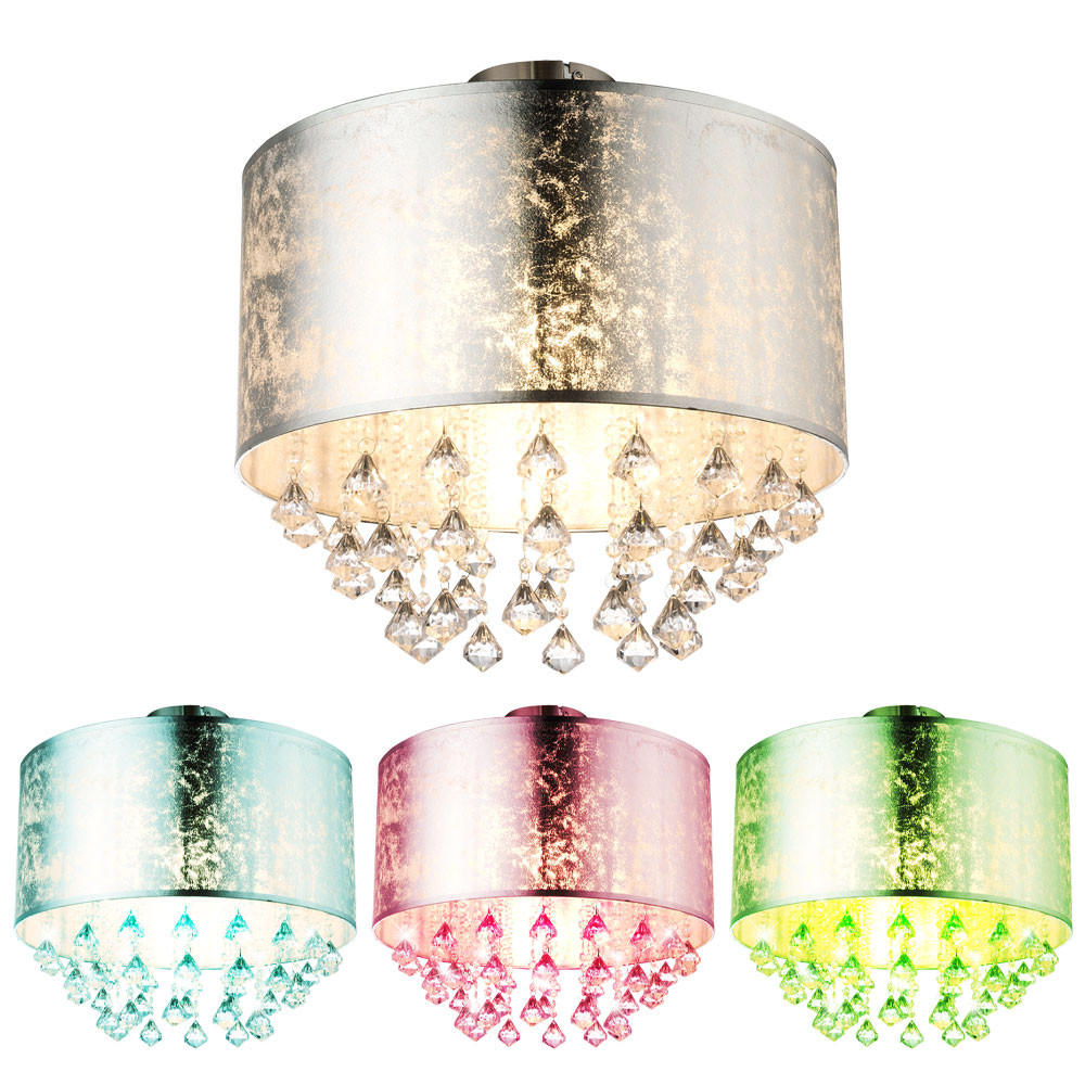 LED DECKENLEUCHTE Amy Silber Kristalloptik - Silberfarben, Metall (40/40/38cm) - Globo Lighting