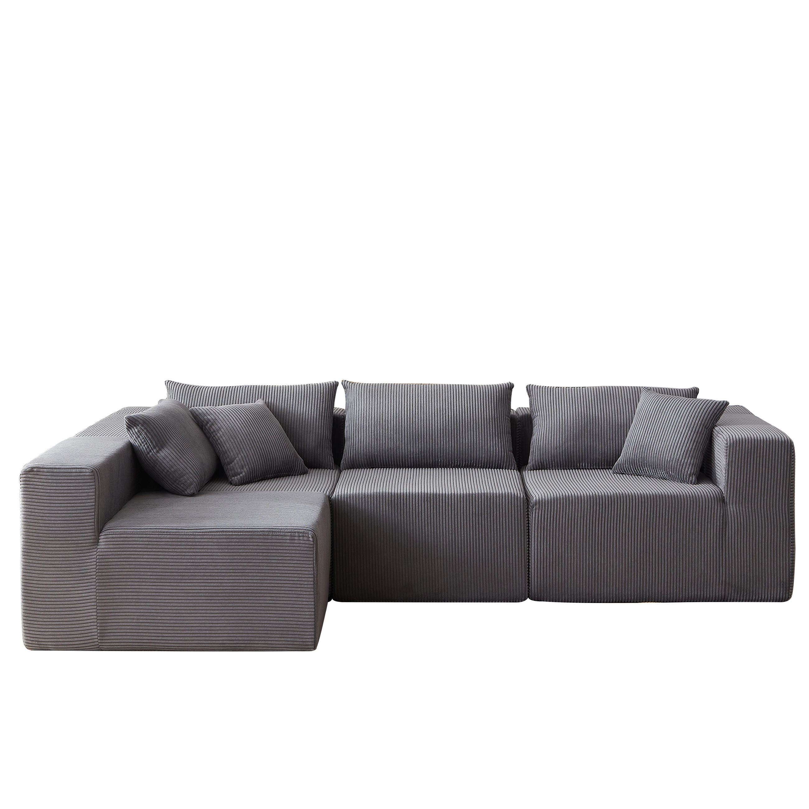 ECKSOFA 264/167/71 cm Grau Cord, 4 Sitze - Grau, Textil (167/264cm) - Oxeza