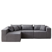 ECKSOFA 264/167/71 cm Grau Cord, 4 Sitze - Grau, Textil (167/264cm) - Oxeza
