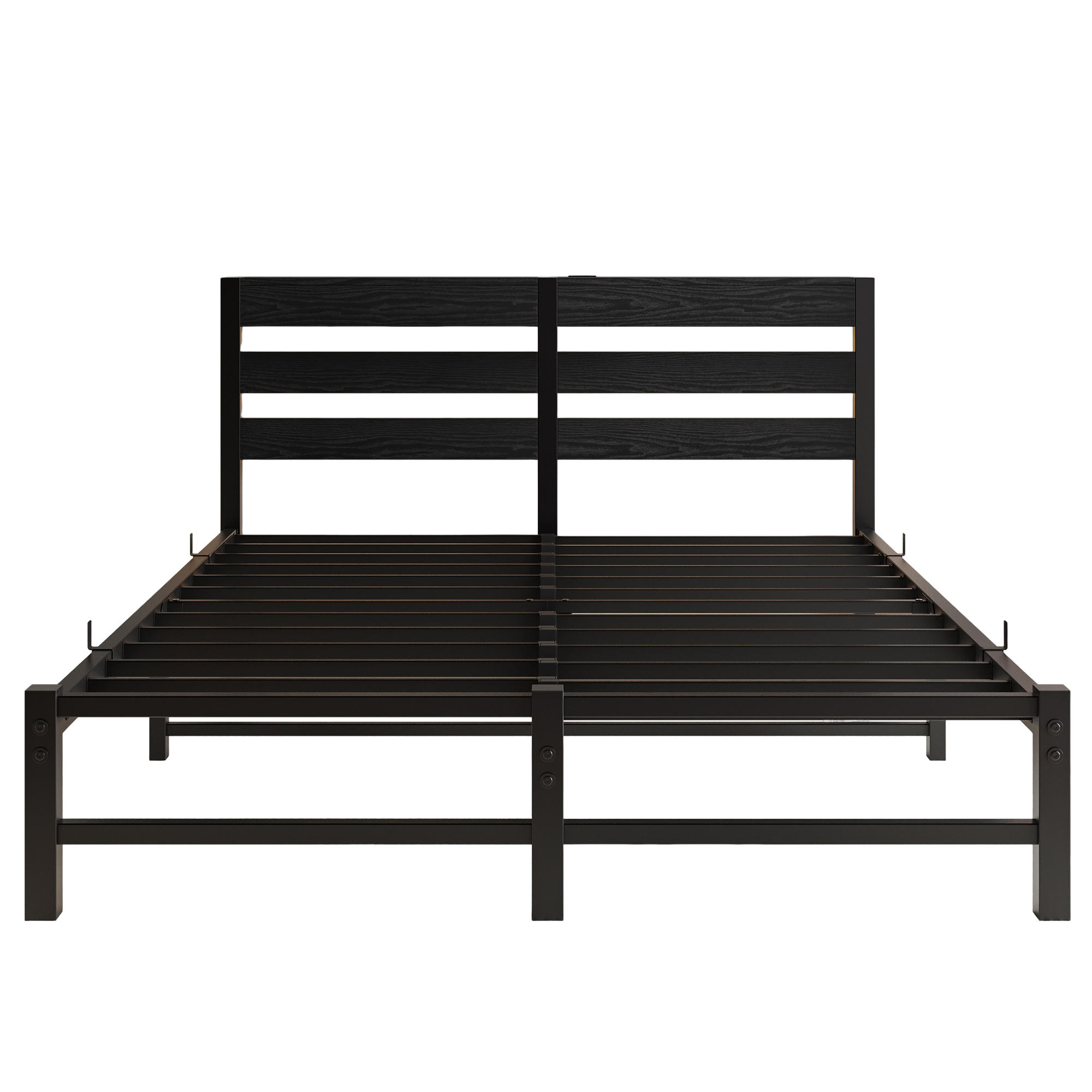 METALLBETT 140/200 cm Schwarz mit LED-Beleuchtung, USB-Ladestation und Stauraum unter dem Bett - Schwarz, Metall (140/200cm) - Oxeza