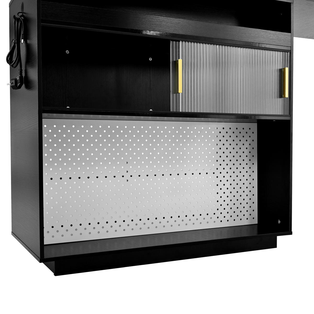 SIDEBOARD 120x50x95.5 cm Schwarz mit LED-Beleuchtung & Ladestation - Schwarz, Holzwerkstoff (120/95.5/50cm) - Modfu