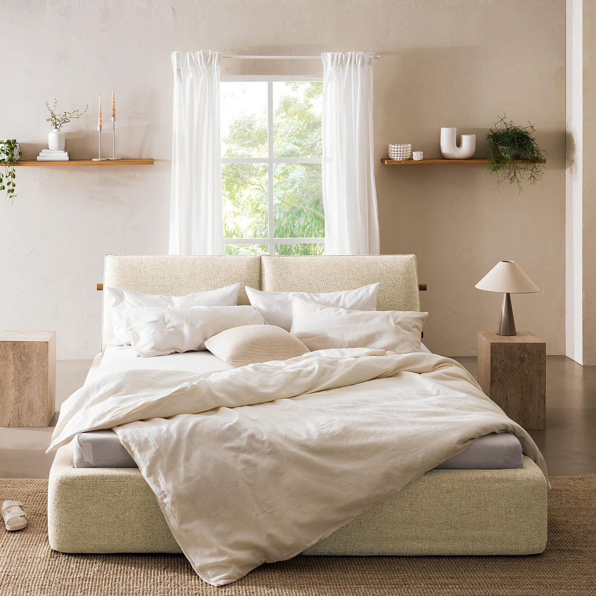 POLSTERBETT - Beige, Textil (180/200cm) - home24