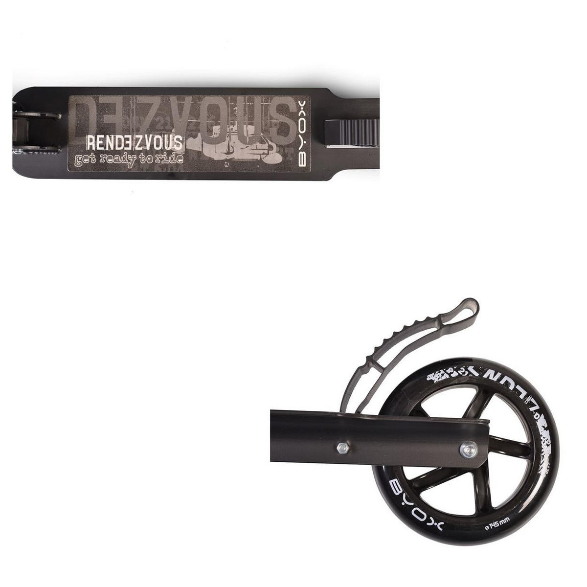 KINDERROLLER Rendevous schwarz Höhe einstellbar, klappbar, PU-Räder, ABEC-7 - Schwarz, Metall (90/31.5/74cm)