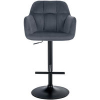 BARHOCKER Nardo Samt schwarz dunkelgrau - Schwarz/Grau, Textil/Metall (57/118/59cm) - TPFLiving