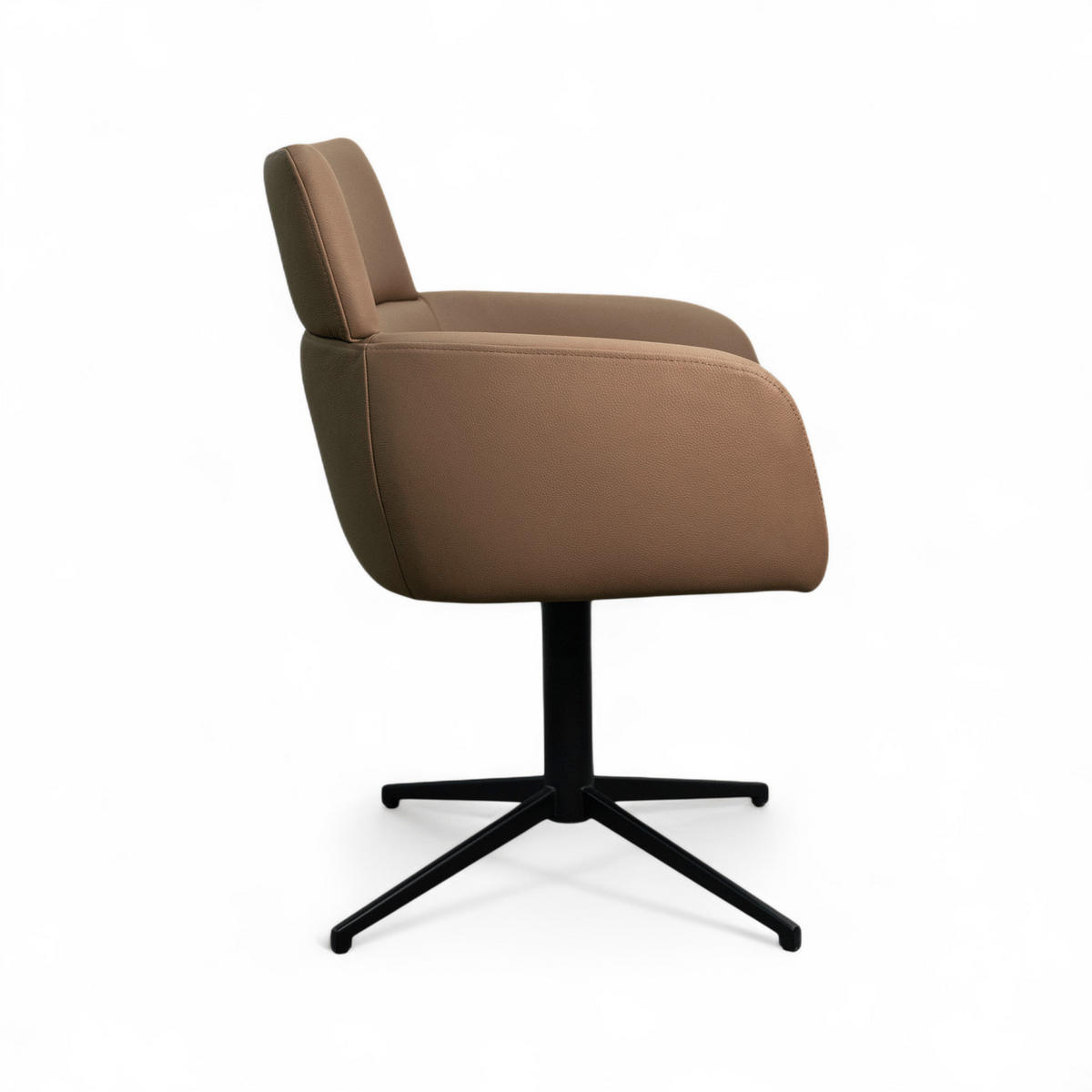 STUHL-SET 2 Stück in Echtleder Taupe - Taupe/Schwarz, Leder/Metall (58/83/58cm) - Furnhouse