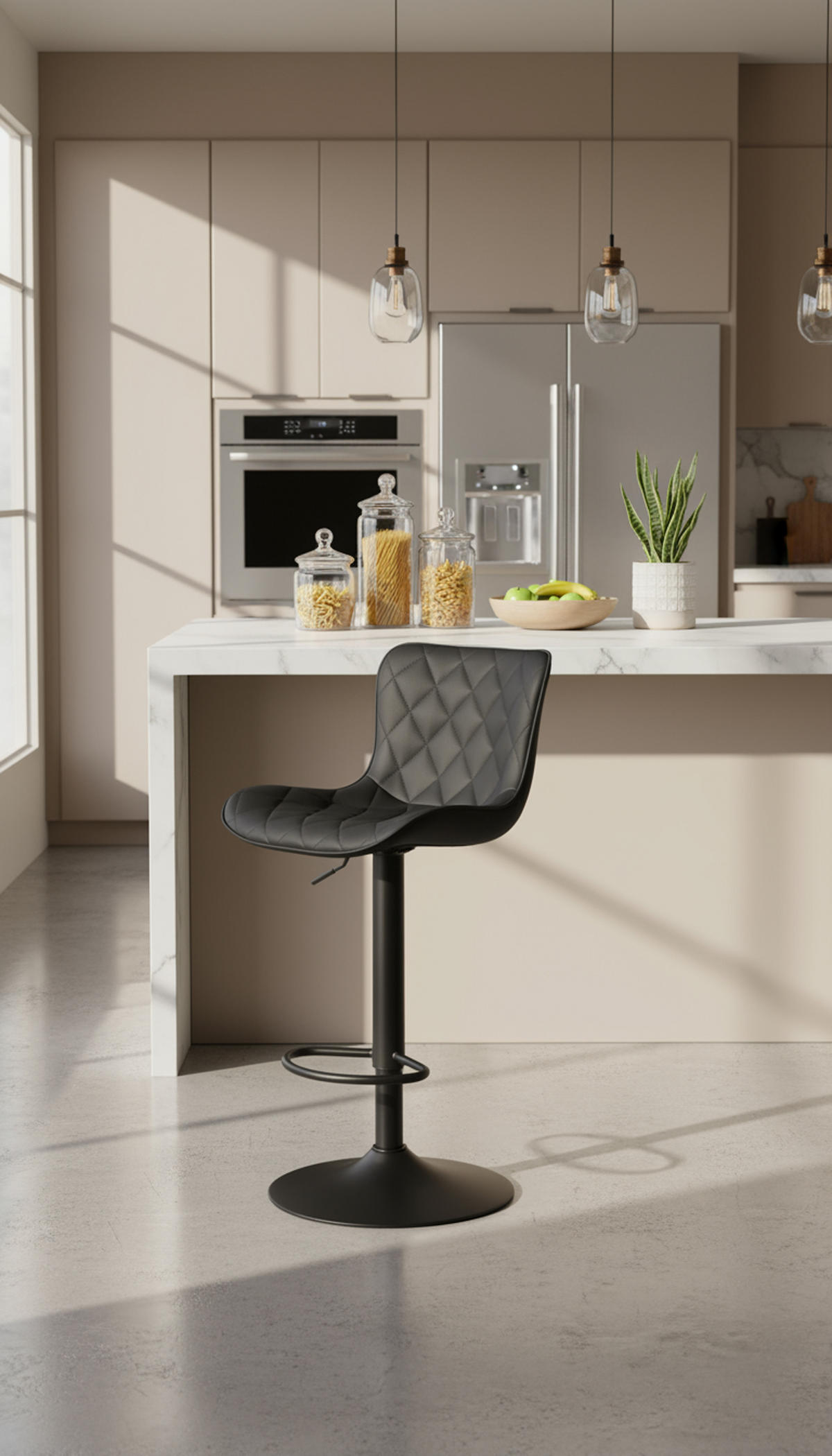 BARHOCKER Emil Kunstleder schwarz - Schwarz, Kunststoff/Metall (48/107/54cm) - TPFLiving