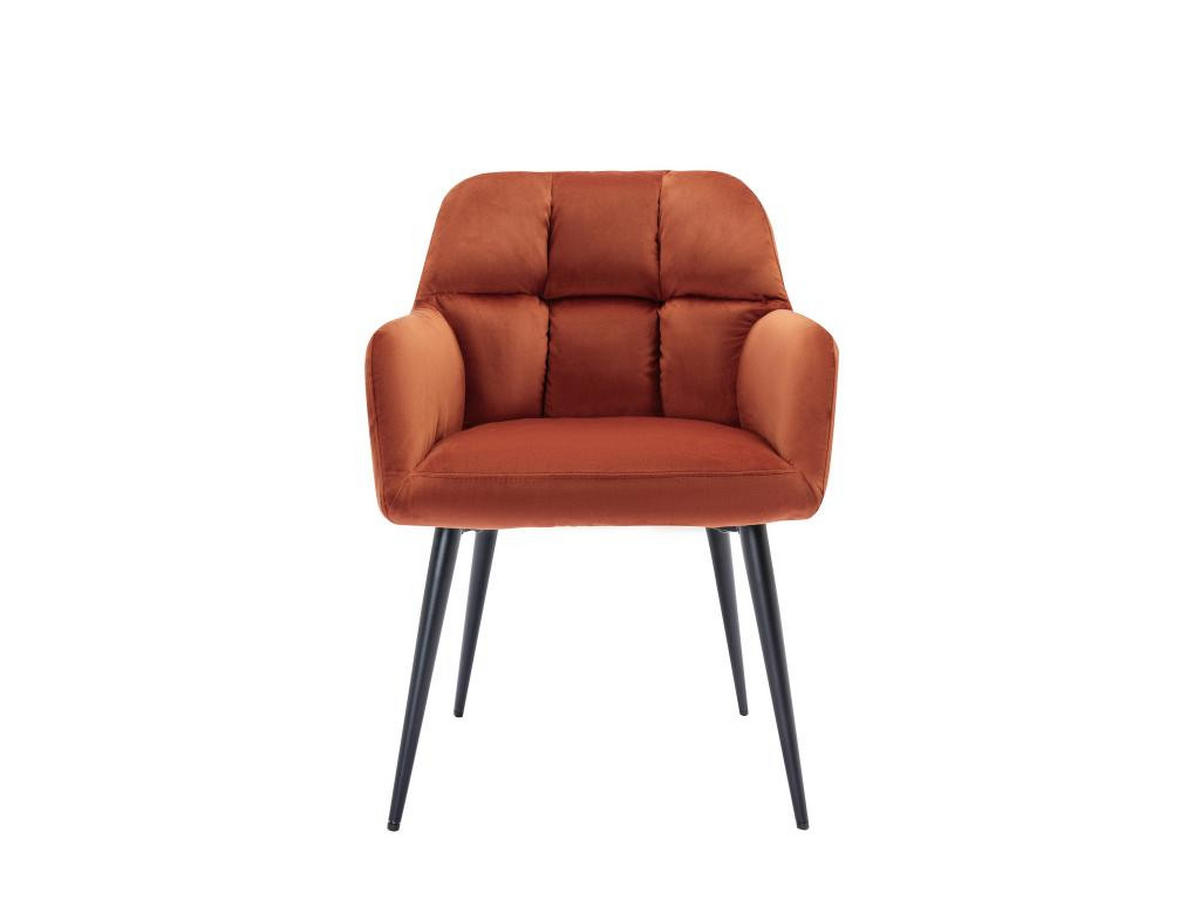 STUHL mit Armlehnen 2er-Set - Samt & Metall - Terracotta - PEGA - Braun, Textil (62/78/58.5cm) - Pascal Morabito