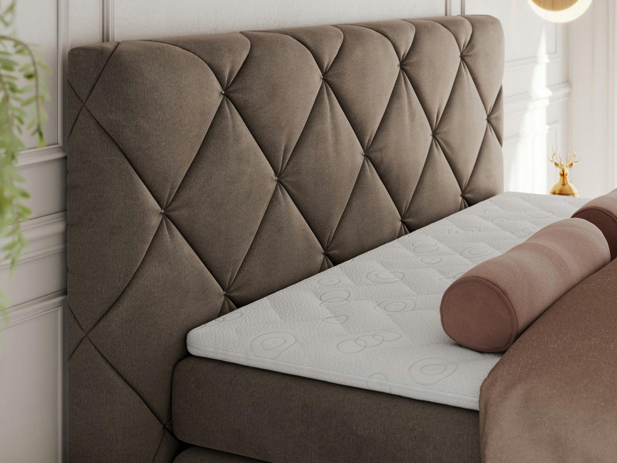 BOXBETT RITA 140/200 - Braun Velvet - H3 - Braun, Holz/Textil (140/200cm)