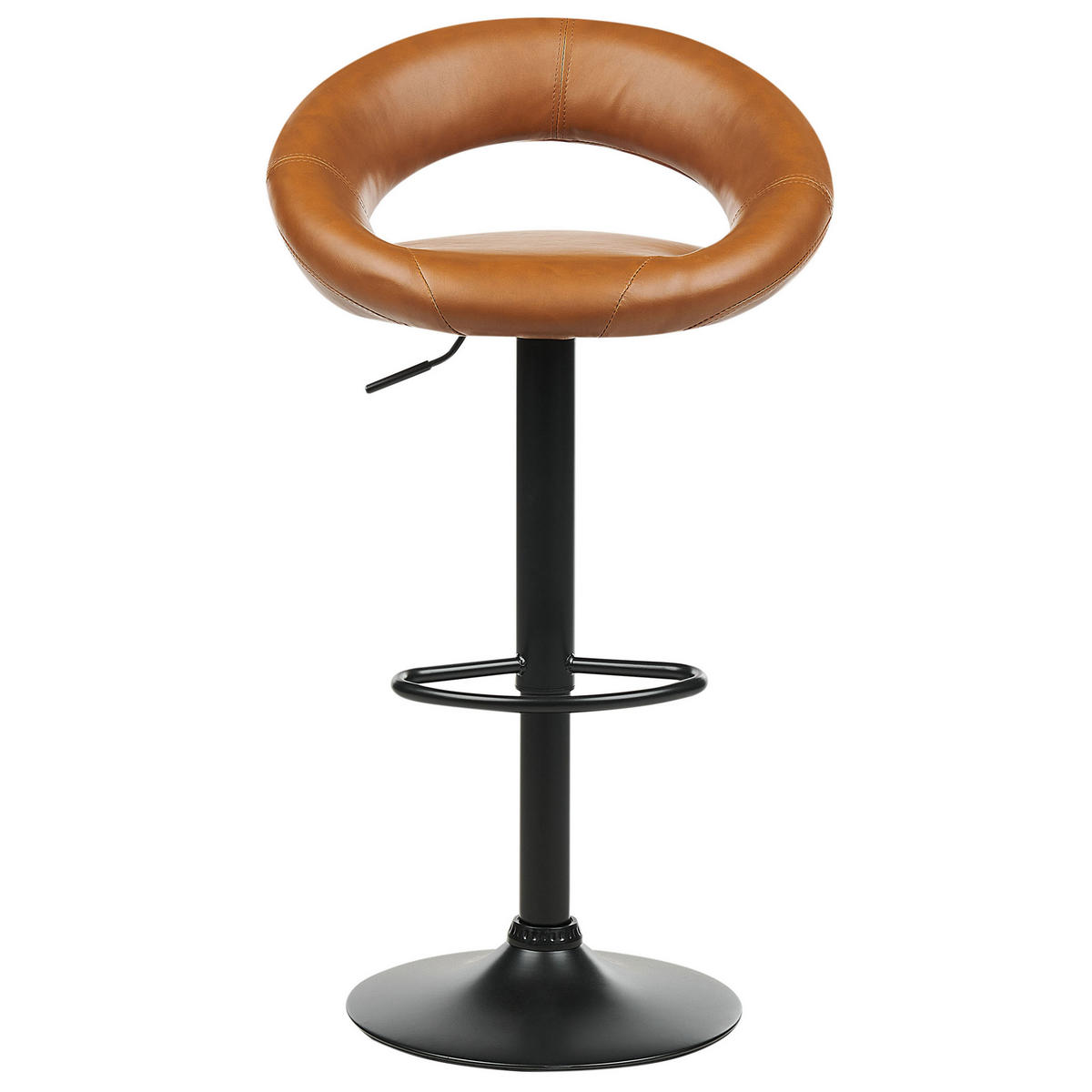 BARHOCKER 2er-Set Kunstleder goldbraun/schwarz höhenverstellbar Peoria - Schwarz/Braun, Kunststoff (53/48cm) - Beliani