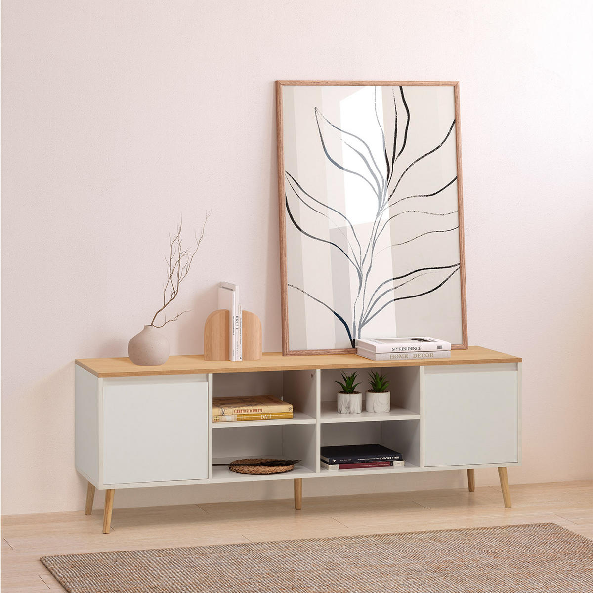 TV-ELEMENT Desi 2 türen Weiß - Weiß, Holzwerkstoff (160/55/40cm) - VS Venta-stock