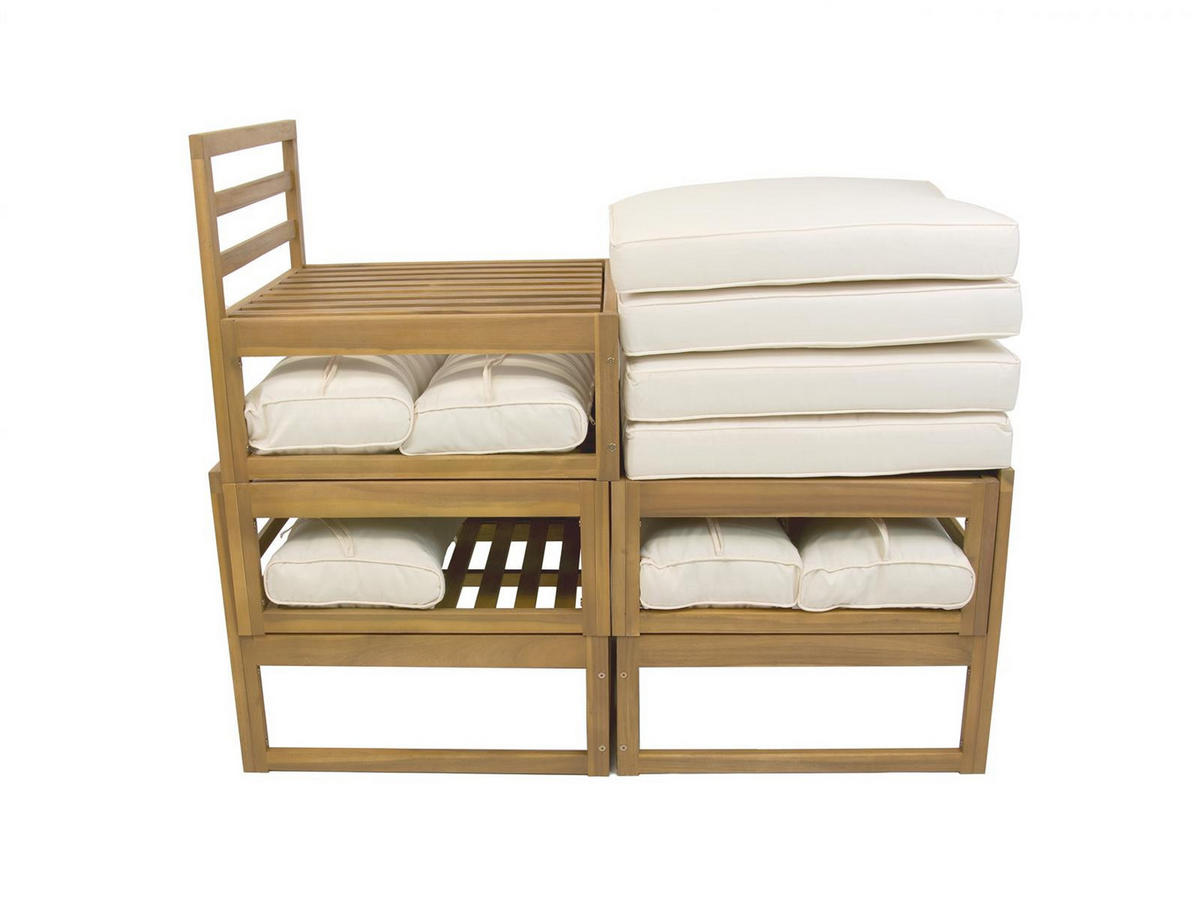 ECKLOUNGE-SET Karmoy Akazienholz FSC 100 für 4 Personen - Braun, Kunststoff - Green Spirit