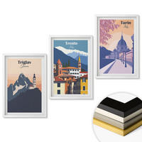 WANDBILDER 3er-Set - 40x60 cm Weißer Rahmen - Retro-Illustrationen zur Bergarchitektur - Weiß, Kunststoff (40/60cm) - ArtPrintCave