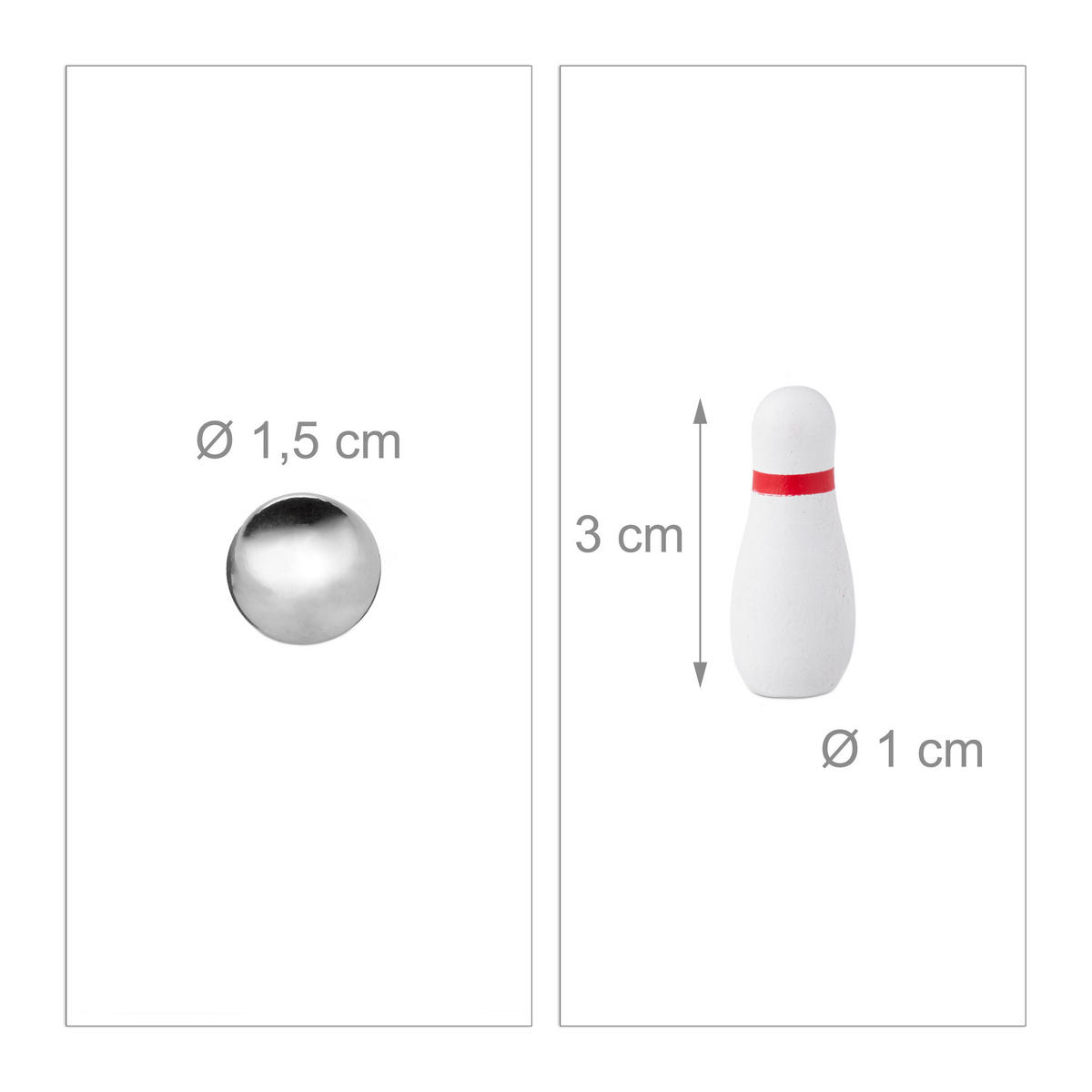 TISCHBOWLING Minispiel - Hellbraun, Holz/Holzwerkstoff (10/29.5cm) - Relaxdays