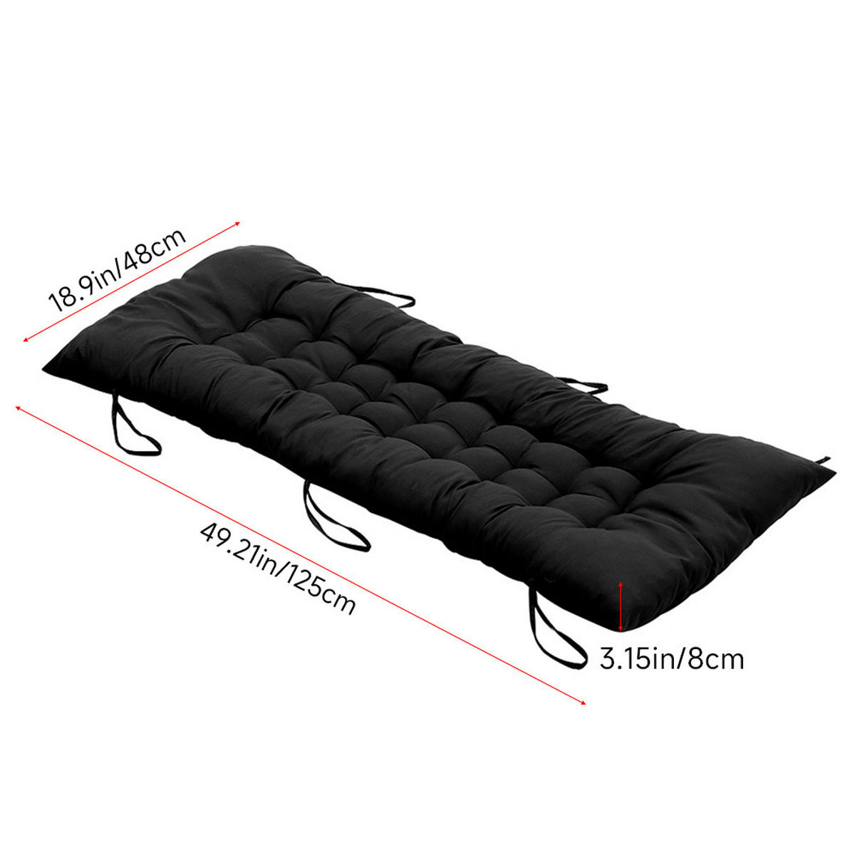 LIEGESTUHLKISSEN aus Baumwollmischung Dickes, weiches und bequemes für den Außenbereich 125 x 48 cm - Schwarz, Textil (48/125cm) - Livingandhome