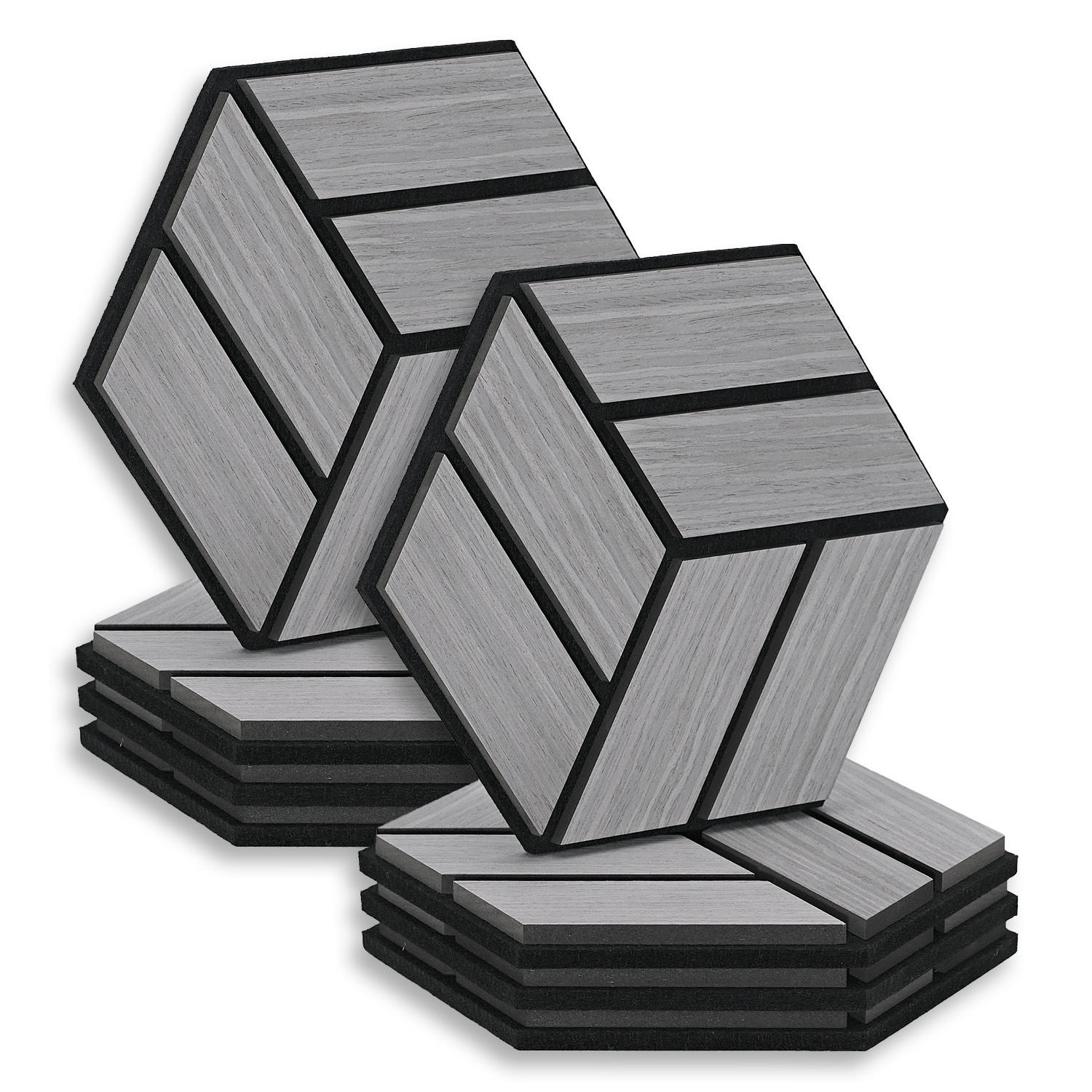 AKUSTIKPANEEL Hexagon Grau 8 Stück - Grau, Holz (30/26/2cm) - Homestyle4u