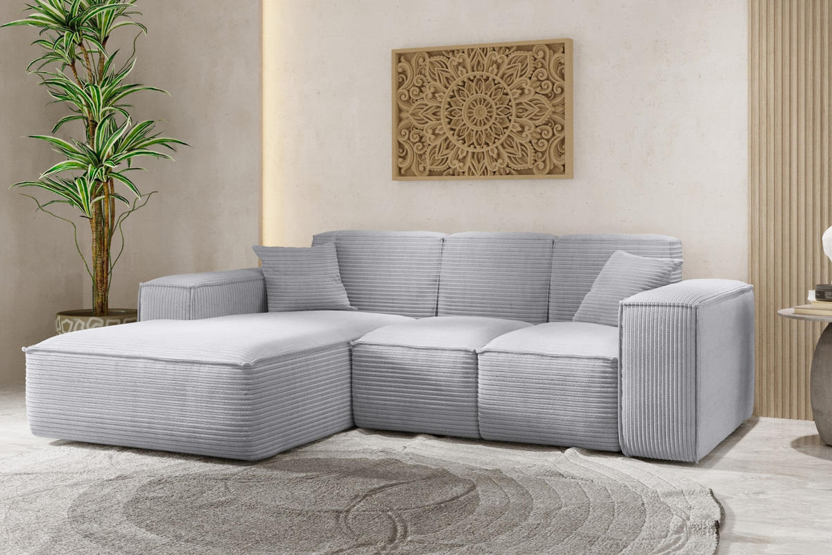 ECKSOFA L-Form Wohnzimmer SIENA Stoff Poso Grau Links - Grau, Holz/Textil (165/266cm) - Kaiser Möbel